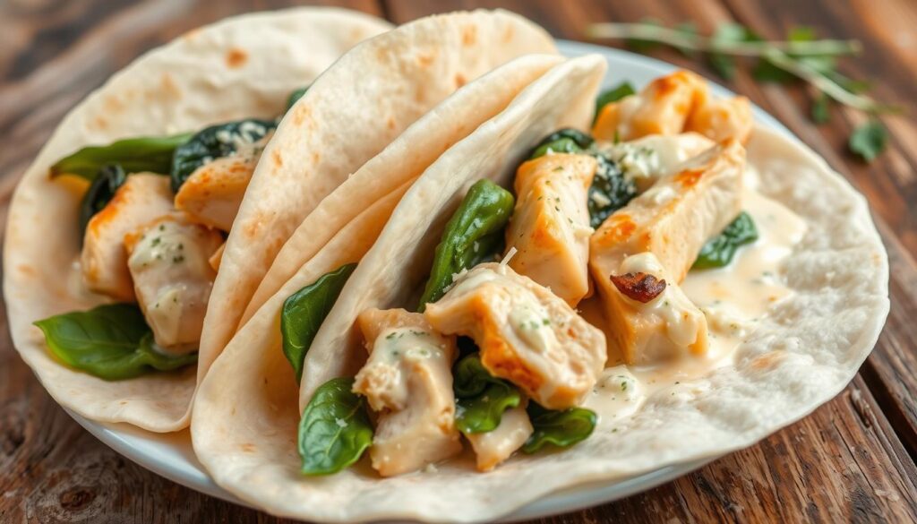 Creamy Chicken Alfredo Wraps