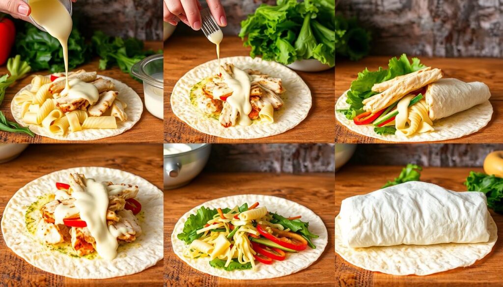 step-by-step alfredo wrap recipe