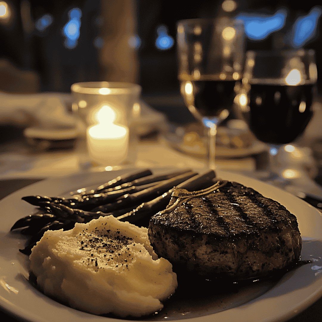 Juicy, seared steak with garlic butter on a plate