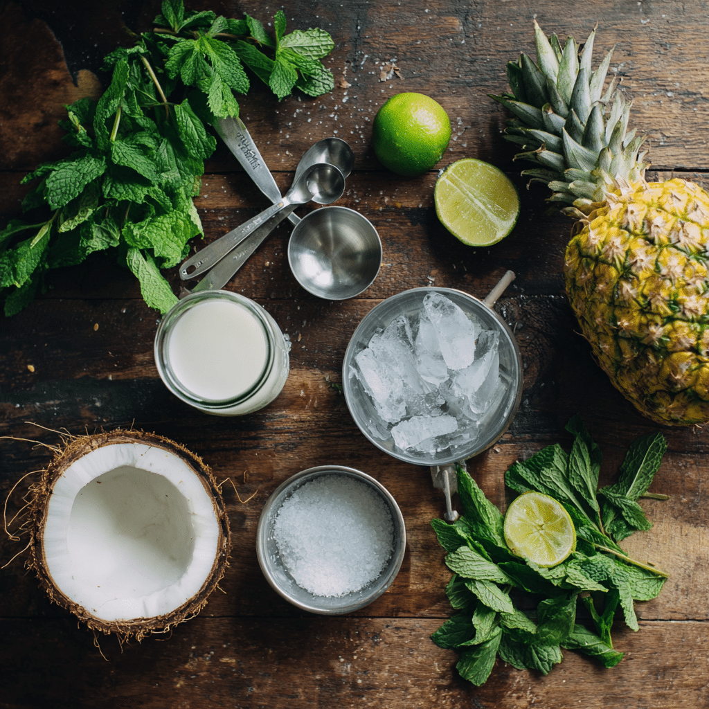 Ingredients for coconut drink recipe