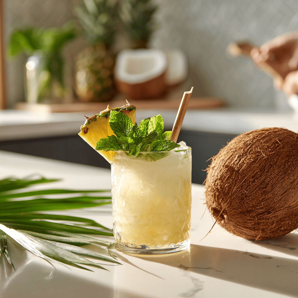 Coconut drink recipe in tropical glass