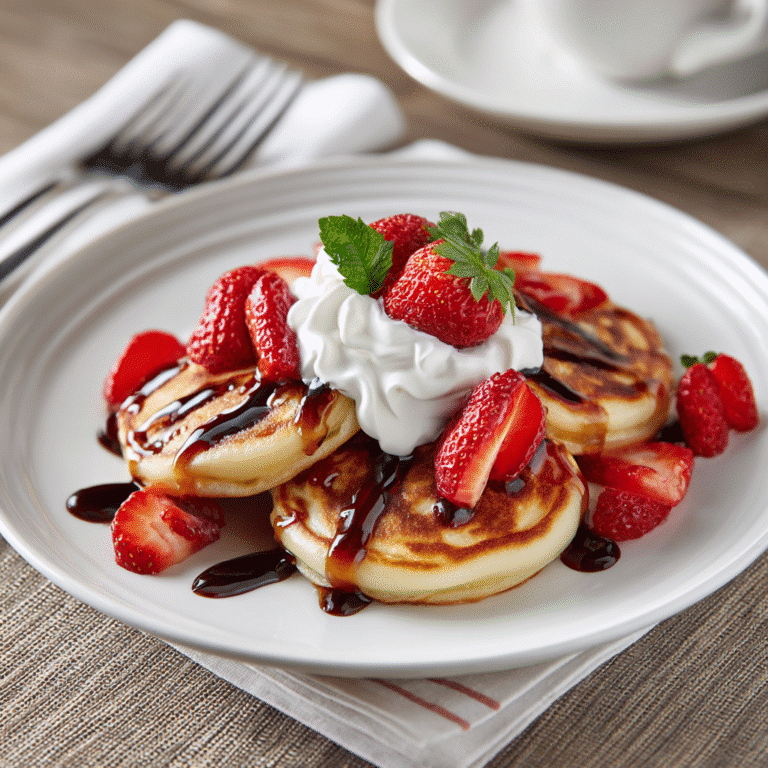 Served sweet mini pancakes street food