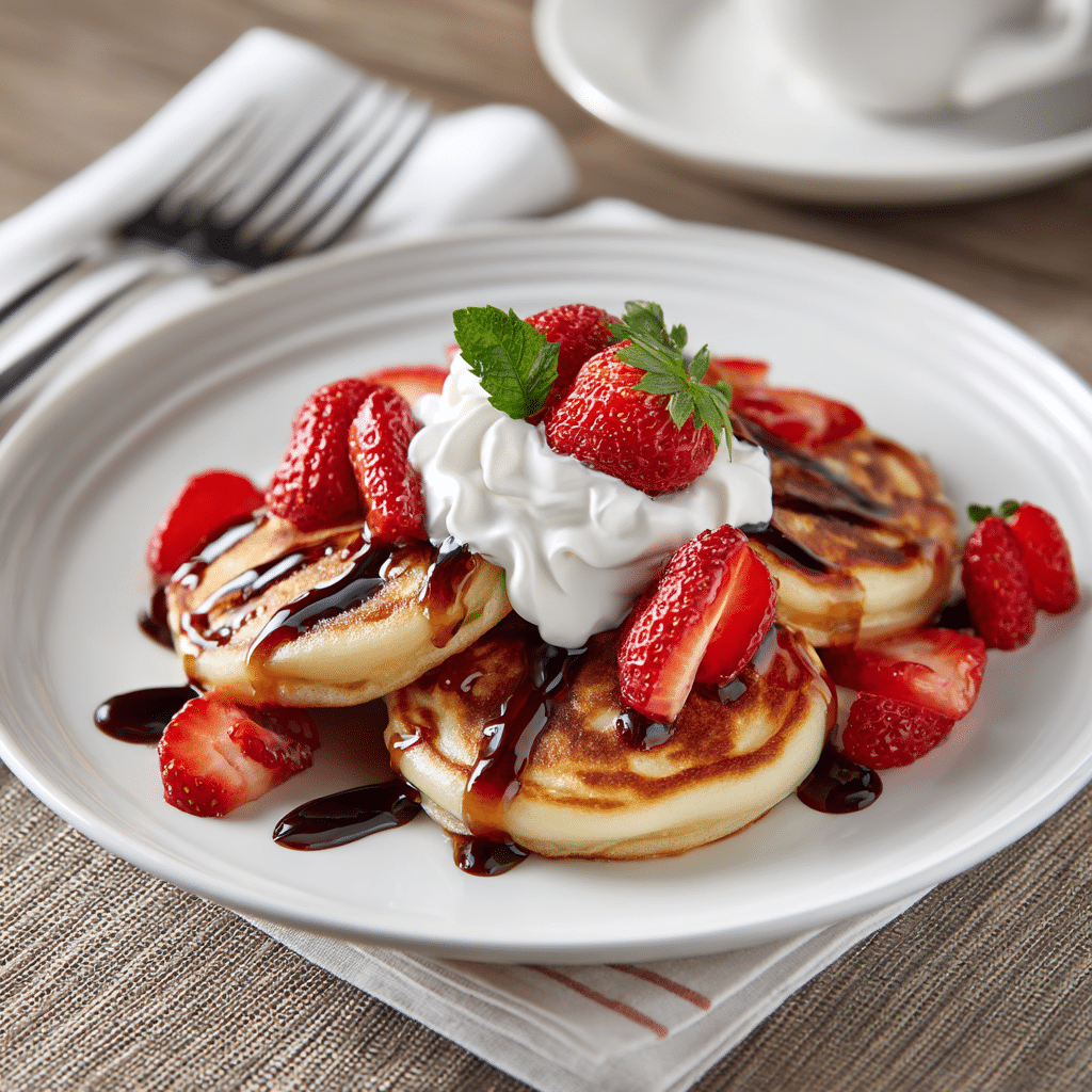 Served sweet mini pancakes street food