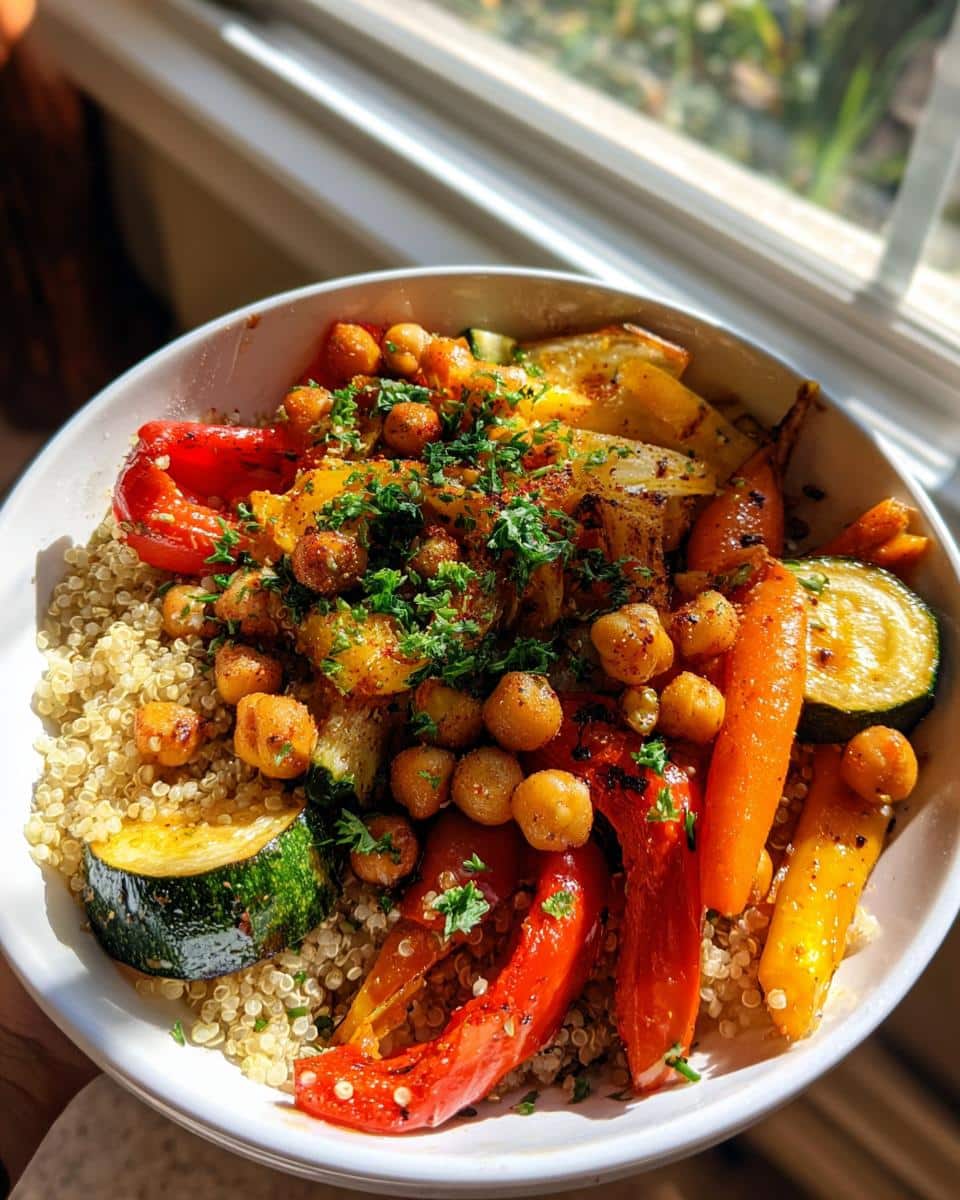 Easy Roasted Veggie & Chickpea Bowls - detail 1