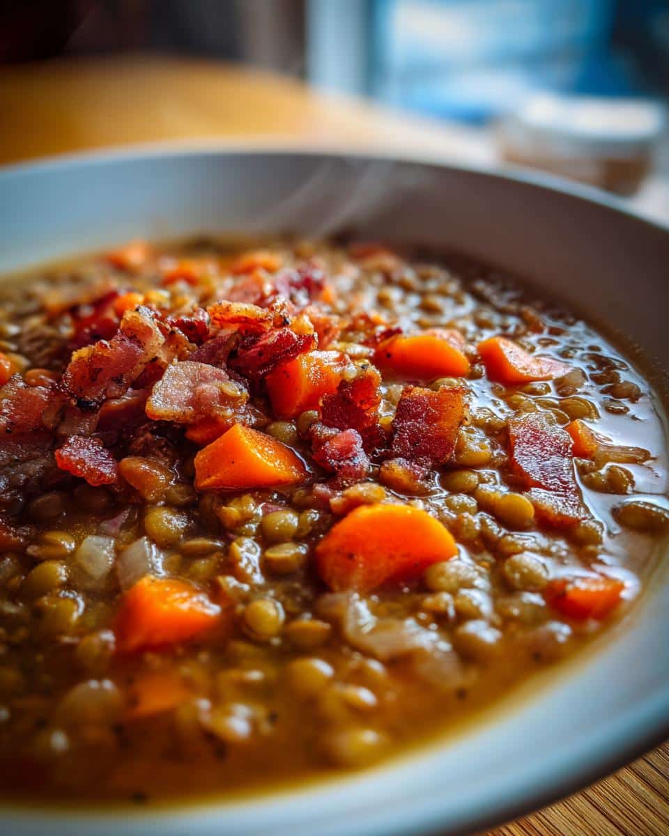 Hearty Lentil and Bacon Soup - detail 1