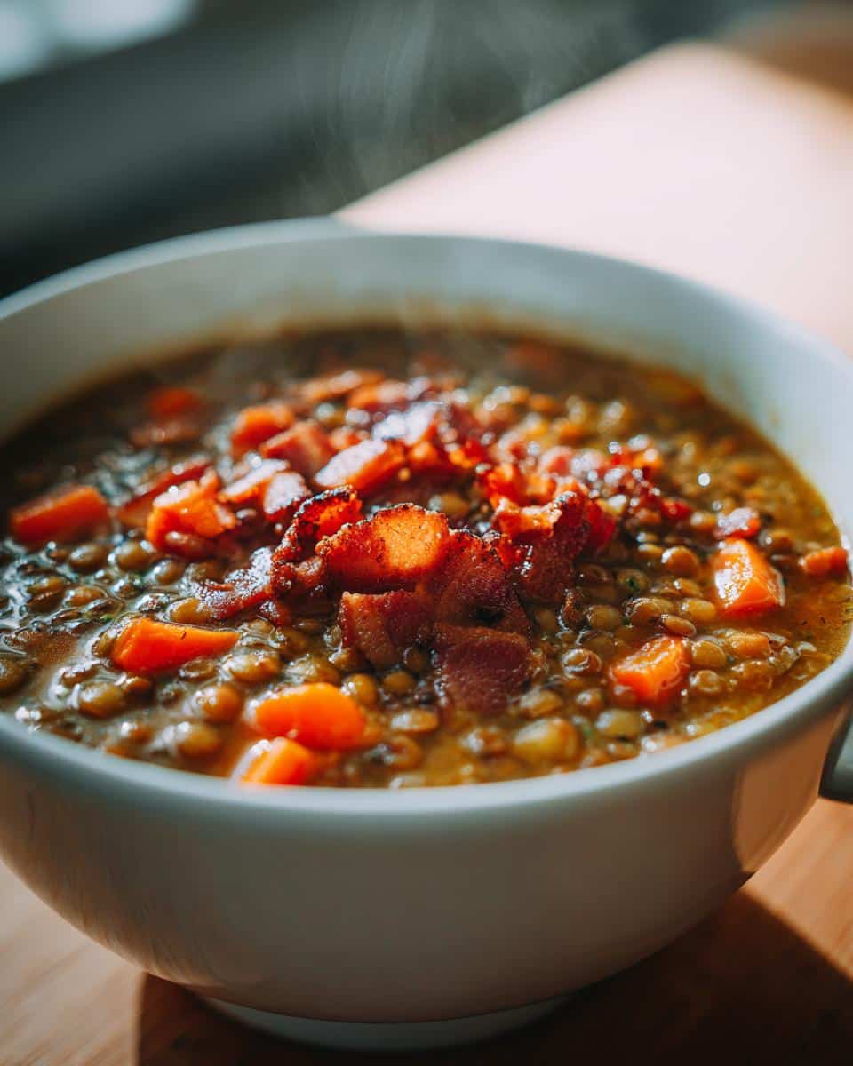 Hearty Lentil and Bacon Soup - detail 2