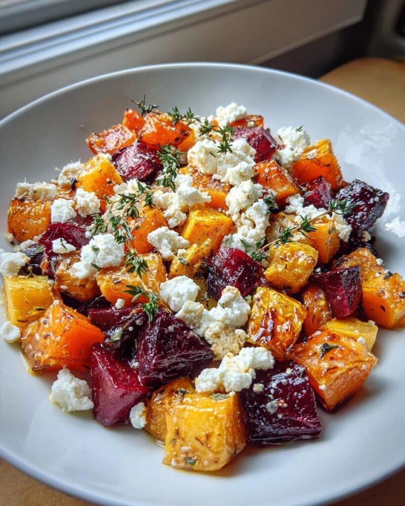 Roasted Beets and Sweet Potatoes with Feta