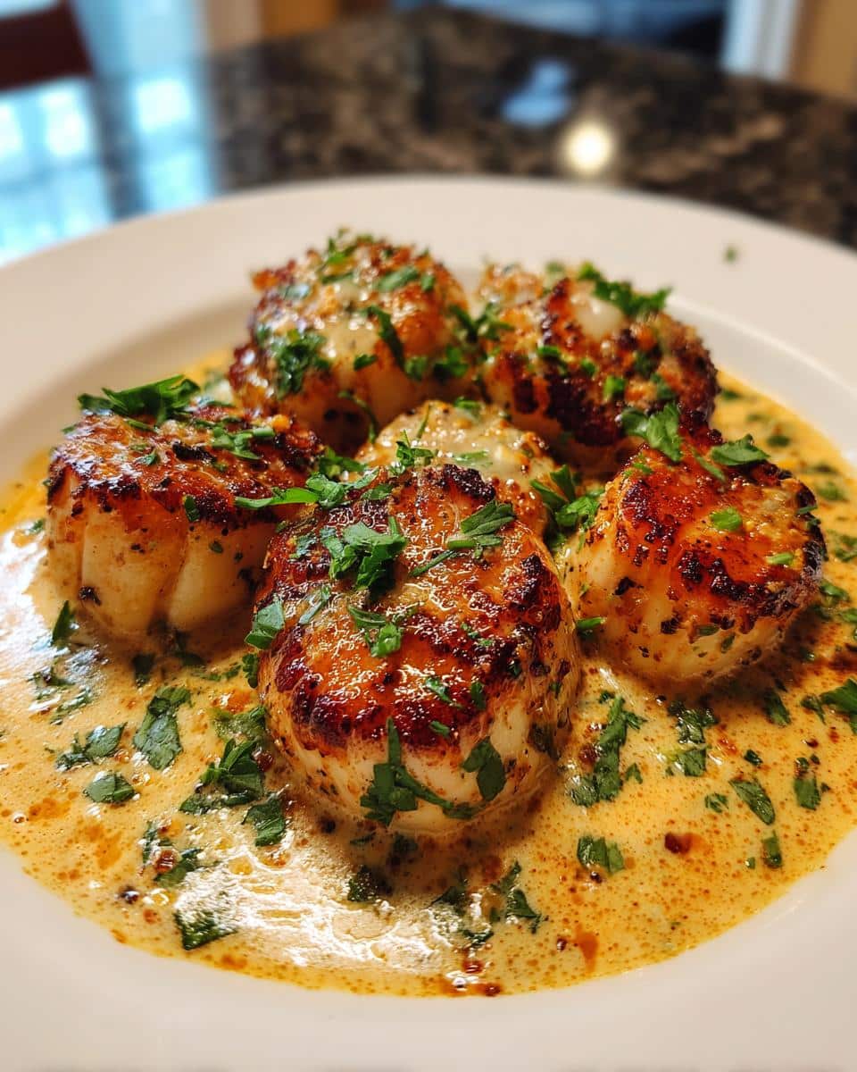 Seared Scallops Recipe with Spicy Cajun Cream - detail 1