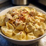 Spicy Garlic Chicken Tortellini in Cheesy Alfredo Cream