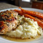 Garlic Herb Chicken with Mashed Potatoes and Glazed Carrots