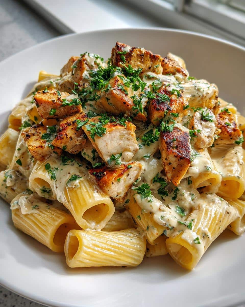Spicy Cajun Chicken Rigatoni in Creamy Mozzarella Alfredo - detail 1
