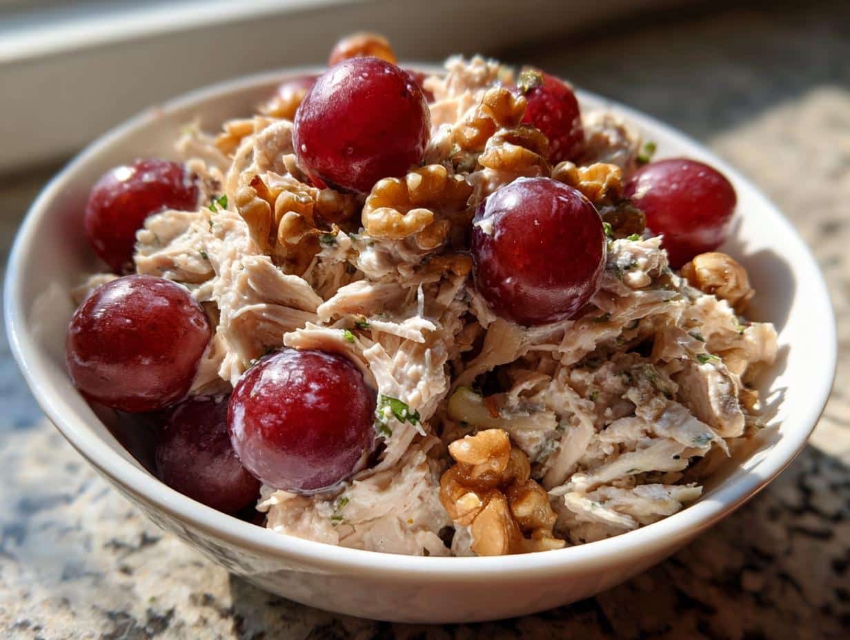 Healthy Chicken Salad with Grapes and Walnuts