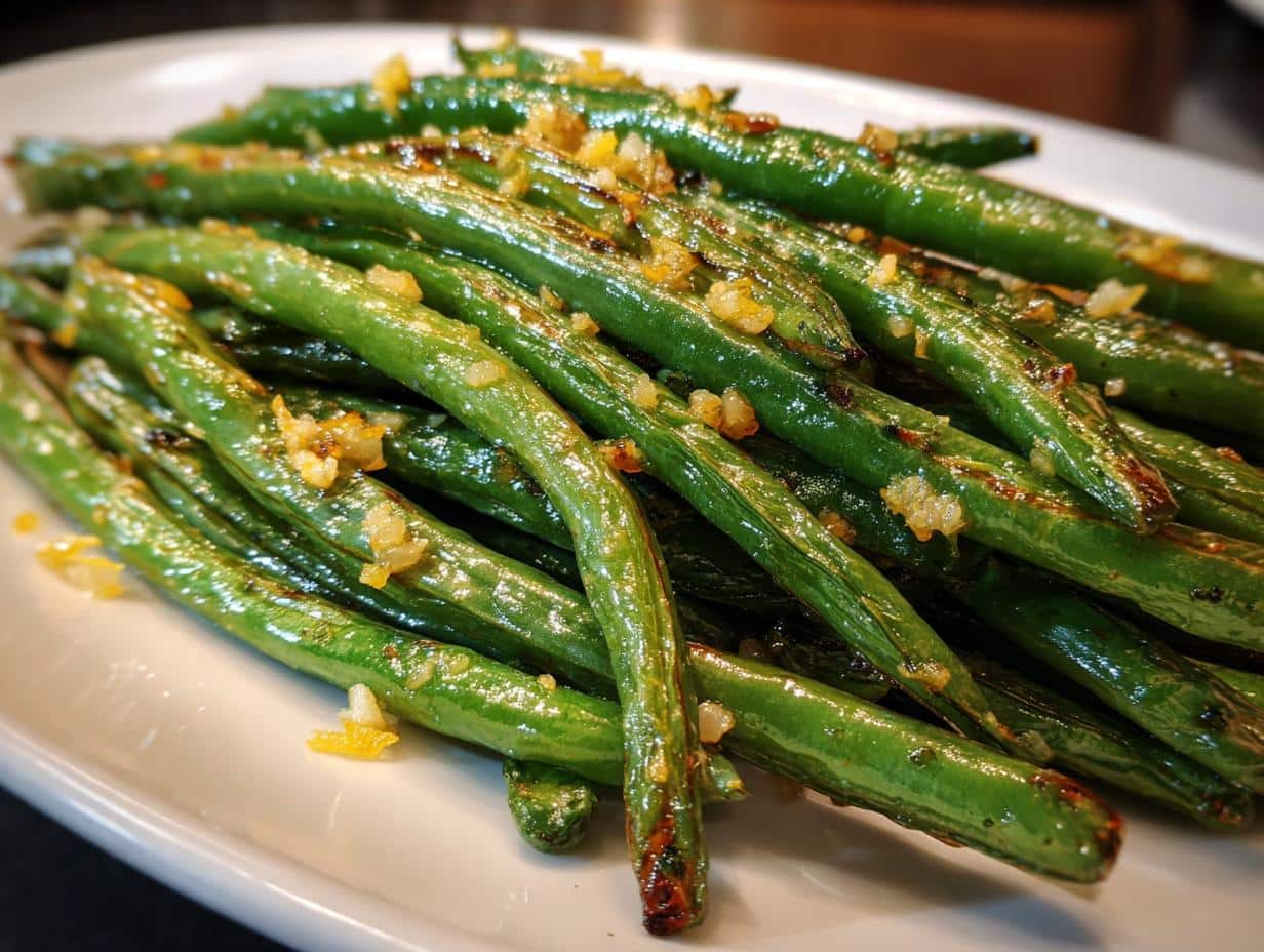 Lemon Garlic Roasted Green Beans