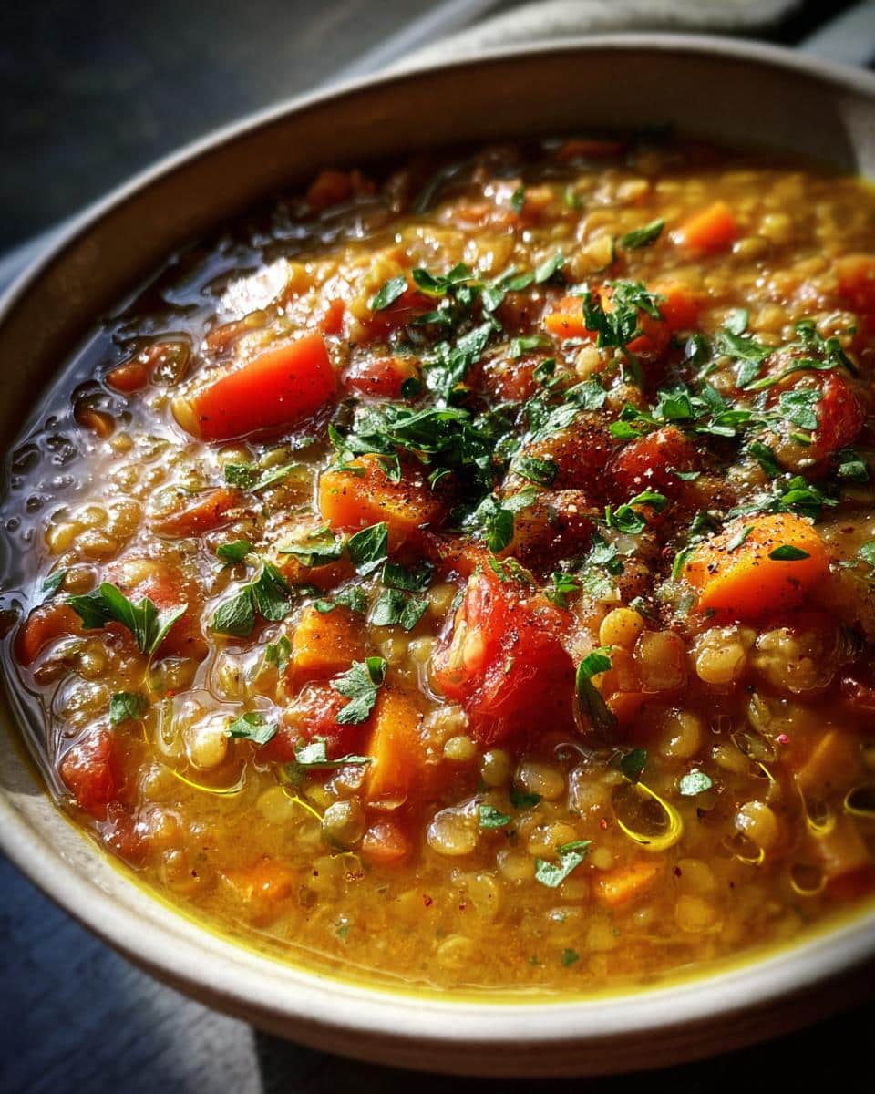 Lentil and Vegetable Soup - detail 2