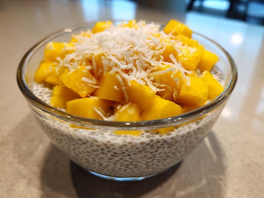 Overnight Chia Seed Pudding (Mango & Coconut)