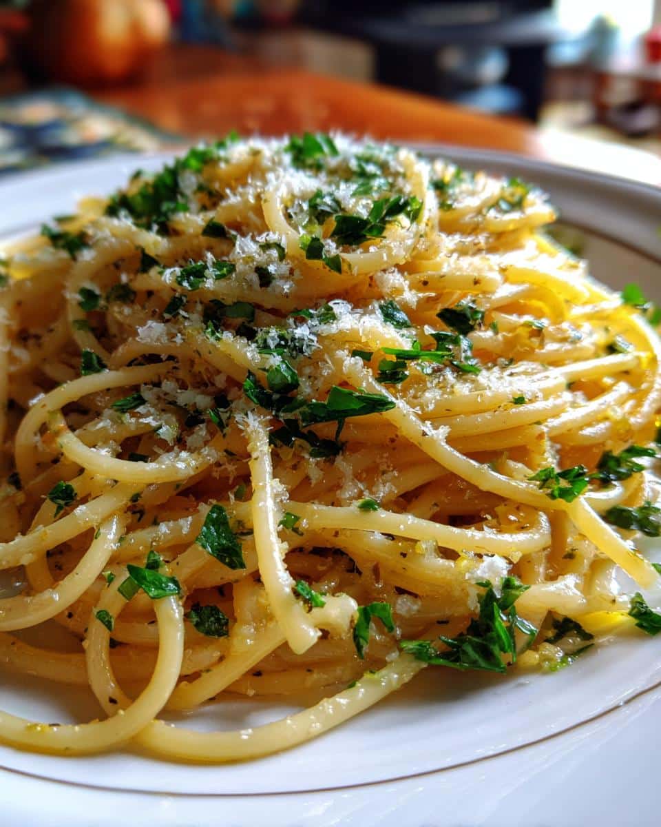 Spaghetti with Lemon Garlic Butter Sauce - detail 1