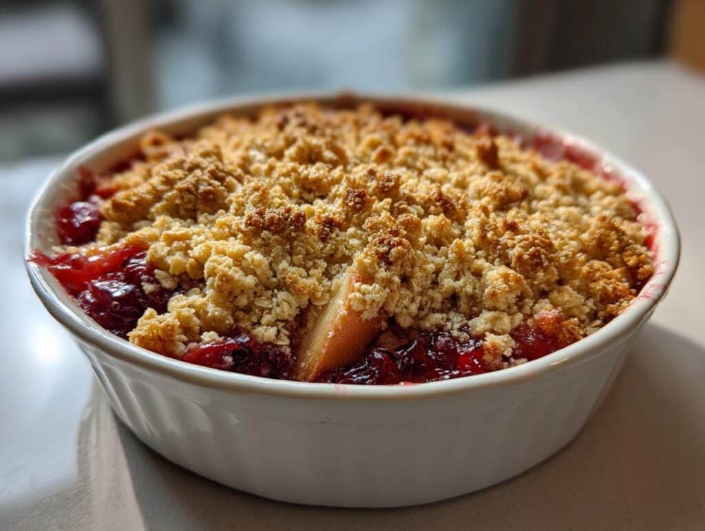 Warm Spiced Apple Cranberry Crumble