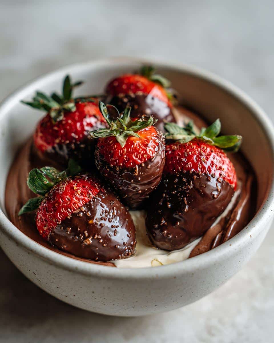 Chocolate coverd strawberry greek yaourt - detail 1