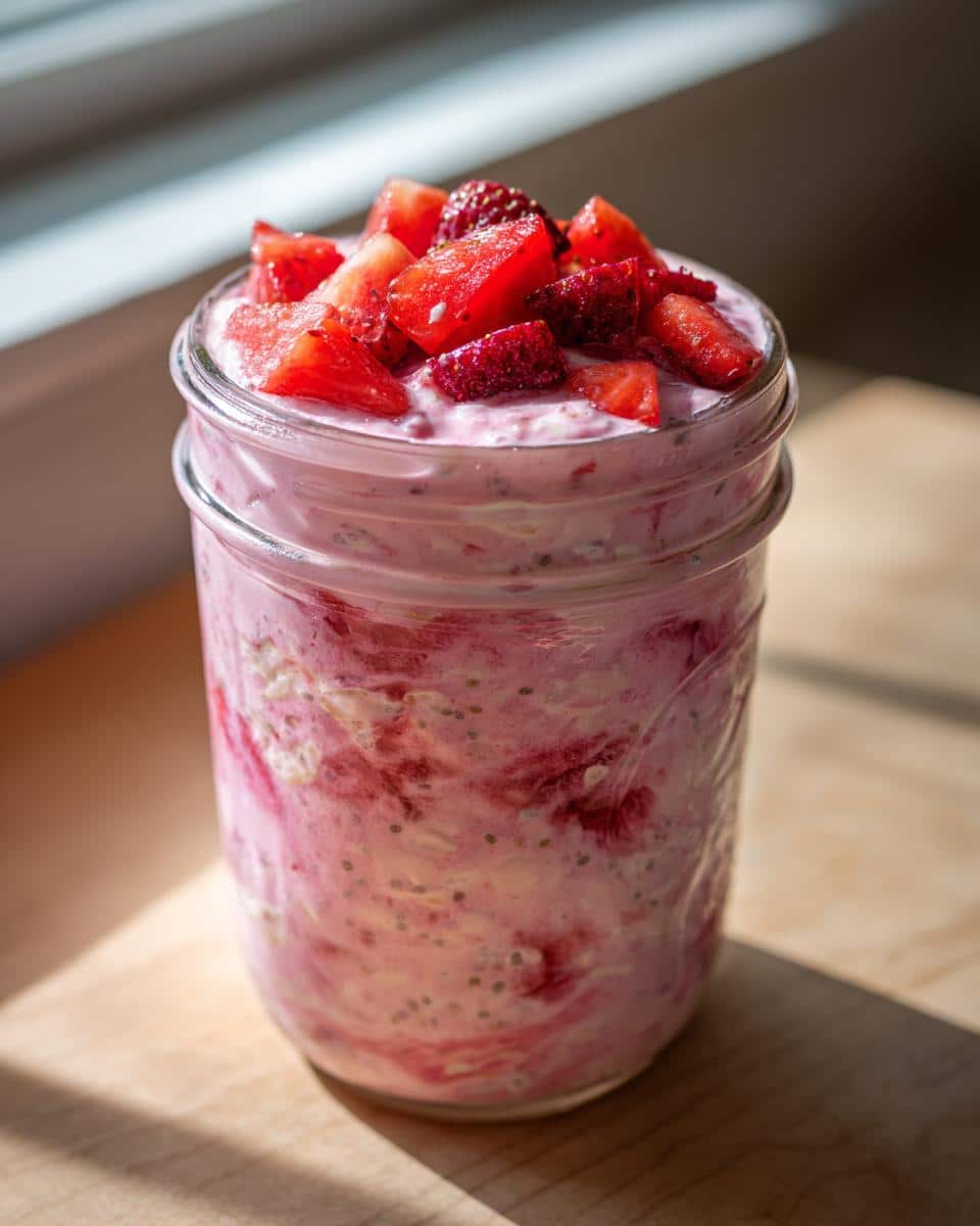 Strawberry Cheesecake Overnight Oats - detail 2